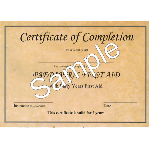 EYFA Replacement Certificate of Completion